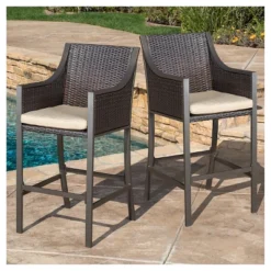 Riga Set Of 2 Bar Stool - Brown - Christopher Knight Home