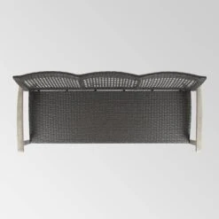 Hampton Wood & Wicker Sofa - Light Gray/Black - Christopher Knight Home -Garden & Outdoors GUEST e2e1e6f3 e3f8 4e09 b593 1c2693544caf