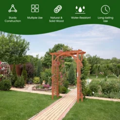 Costway Premium Outdoor Wooden Cedar Arbor Arch Pergola Trellis Wood Garden Yard Lattice -Garden & Outdoors GUEST e2fc4e25 b458 4e17 b54b 8265e370cabf