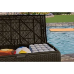 Resin Wicker Deck Box 73 Gallon - Brown - Suncast -Garden & Outdoors GUEST e3014e96 12f0 4d0d b41c cb4a7e42af8c