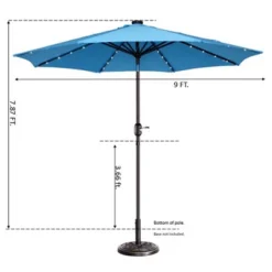 9-Foot Patio Umbrella - Deck Shade With Solar Powered LED Lights, Push Button Tilt, And Fade Resistant, UV Protection Canopy By Villacera (Blue) 11 9-Foot Patio Umbrella - Deck Shade With Solar Powered LED Lights, Push Button Tilt, And Fade Resistant, UV Protection Canopy By Villacera (Blue) -Garden & Outdoors GUEST e3267886 b8d9 47b5 afe4 0f3639c99d01