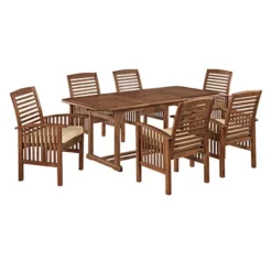 7pc Acacia Wood Patio Dining Set With Cushions - Saracina Home -Garden & Outdoors GUEST e337eac1 6660 4fee 8206 29a97ef71e04