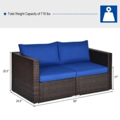 Costway 4PCS Patio Rattan Corner Sofa Sectional Furniture SetBlueBeigeNavy Cushion -Garden & Outdoors GUEST e3b3a18c e549 4a39 9e2a 136c5c356c81