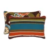 Outdoor 2-Piece Reversible Lumbar Toss Pillow Set - Brown/Turquoise Floral/Stripe - Pillow Perfect
