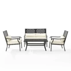 4pc Alistair Outdoor Steel Conversation Set Creme/Matte Black - Crosley 20 4pc Alistair Outdoor Steel Conversation Set Creme/Matte Black - Crosley -Garden & Outdoors GUEST e45e6b22 c544 4c1e 9af6 54cd4ff082e2