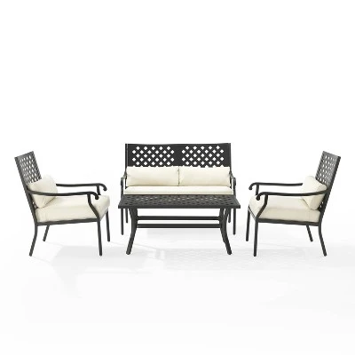 4pc Alistair Outdoor Steel Conversation Set Creme/Matte Black - Crosley 7 4pc Alistair Outdoor Steel Conversation Set Creme/Matte Black - Crosley - Image 5