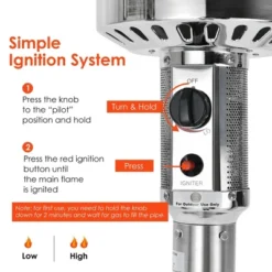 Costway 48000 BTU Stainless Steel Propane Patio Standing LP Gas Heater W/ Wheels -Garden & Outdoors GUEST e46d2179 ee6c 4978 9120 68bdf718b1ee