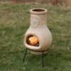 Vintiquewise Beige Outdoor Clay Chimney Outdoor Fireplace Sun Design Charcoal Burning Fire Pit With Sturdy Metal Stand, Barbecue, Family Gathering -Garden & Outdoors GUEST e4d30edd af8f 428e bc4d af729b8eed52