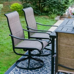 7pc Outdoor Dining Set With Padded Swivel Chairs & Metal Rectangle Table With Umbrella Hole - Gray - Captiva Hole -Garden & Outdoors GUEST e4f7c521 088d 4dd7 8f5b 398cb02c6c22