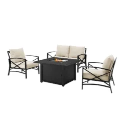Kaplan 4pc Outdoor Conversation Set With Dante Fire Table - Oatmeal - Crosley -Garden & Outdoors GUEST e56fdbe0 1c6c 4574 9f55 9d99aeaa51e4