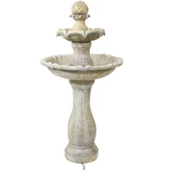 Sunnydaze Decor Sunnydaze 45" H Outdoor Arcade 2-Tier Solar Water Fountain With Battery Backup And LED Light -Garden & Outdoors GUEST e61e9130 1429 4ded 9976 6f7ca8ff3109