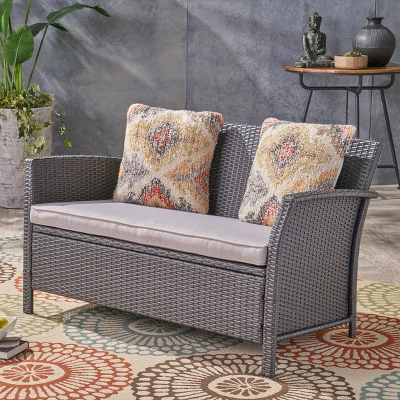 St. Lucia Wicker Loveseat - Gray - Christopher Knight Home 7 St. Lucia Wicker Loveseat - Gray - Christopher Knight Home - Image 5