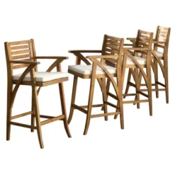 Hermosa 4pk Acacia Wood Patio Barstools - Christopher Knight Home -Garden & Outdoors GUEST e68b03db 7117 4c90 a79e 9fa0bdbe71fa