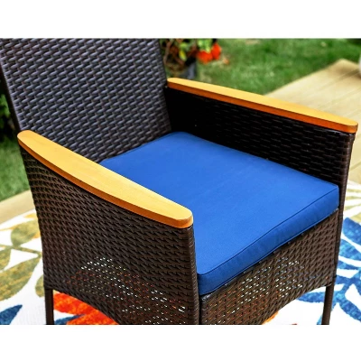Captiva Designs 2pk Outdoor Rattan Arm Chairs With Cushions 4 Captiva Designs 2pk Outdoor Rattan Arm Chairs With Cushions - Image 2