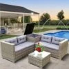 4pc Wicker Patio Conversation Seating Set With Thick Cushions - Gray - GODEER -Garden & Outdoors GUEST e8fbfda8 5d3e 4385 91cf 18d3ad1ebaeb