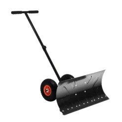 OUTSUNNY HOMCOM Heavy-Duty Snow Shovel Rolling Pusher With 29'' Blade, 10'' Wheels And Angle-Adjustable Handle -Garden & Outdoors GUEST e9601fbb fddc 4b2f a7f9 b140e31a207e