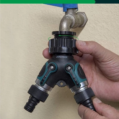 Jardinax 2-Way Water Hose Connector - Universal And Adjustable 3 Jardinax 2-Way Water Hose Connector - Universal And Adjustable