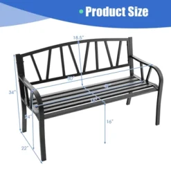 Costway Outdoor Patio Garden Bench Metal Frame With Ergonomic Armrest 660 Lbs Max Load -Garden & Outdoors GUEST ebe76518 56c9 4221 a4ee 19b61b0e0251