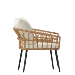 Merrick Lane Set Of Two Indoor/Outdoor Boho Style Open Weave Rattan Rope Patio Chairs With Cushions 16 Merrick Lane Set Of Two Indoor/Outdoor Boho Style Open Weave Rattan Rope Patio Chairs With Cushions -Garden & Outdoors GUEST ec855047 f884 47a1 9c53 9070cdaffc08