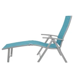 3pc Outdoor Aluminum Folding Adjustable Chaise Lounge Chair And Table Set Blue - Crestlive Products -Garden & Outdoors GUEST ed1c0330 af43 4db2 98bf 7f65fcdc34be