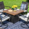 5pc Patio Dining Set With Fire Pit Table & Wicker Rattan 360 Swivel Chairs - Captiva Designs -Garden & Outdoors GUEST eeb7acc5 4b5e 40cf bcec ece3fa0b66d1