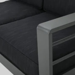 Cape Coral 5pc Aluminum Sofa Set With Cushions - Dark Gray - Christopher Knight Home -Garden & Outdoors GUEST f09fd5a8 fd61 49cc a727 b1031779c325