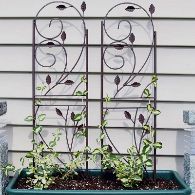 Sunnydaze Decor Sunnydaze Metal Wire Rustic Plant Design Garden Trellis For Outdoor Climbing Flowers And Vines - 32" H - Brown - 2-Pack 3 Sunnydaze Decor Sunnydaze Metal Wire Rustic Plant Design Garden Trellis For Outdoor Climbing Flowers And Vines - 32" H - Brown - 2-Pack