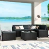 6pc Wicker Patio Conversation Set With Cushions - Black/Gray - GODEER -Garden & Outdoors GUEST f20aefd4 5ac5 493e 9ebf 48c7a300219f