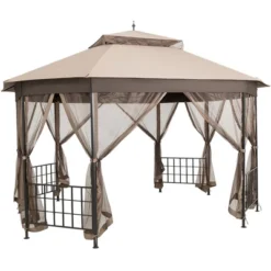 Costway 10' X 12' Octagonal Patio Gazebo Canopy Shelter Double Top W/Netting Sidewalls -Garden & Outdoors GUEST f26db8f2 5c47 4b3c a4bb ffa9d1dc67b1