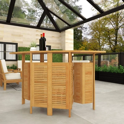 Patio Bar Table Teak - Olivia & May 9 Patio Bar Table Teak - Olivia & May - Image 7