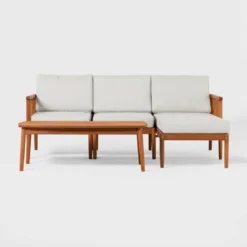 Saracina Home 4pc Modern Boho Eucalyptus Spindle Outdoor Sectional Set -Garden & Outdoors GUEST f446e2a0 2704 4f48 8df0 4f1ef2c2f33a