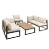 4pc Metal & Wood All Weather Patio Sectional Set - Natural - Saracina Home 1 4pc Metal & Wood All Weather Patio Sectional Set - Natural - Saracina Home -Garden & Outdoors GUEST f449b833 16af 42b9 8980 c1fc5b48a8af