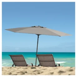 7.5' X 7.5' UV And Wind Resistant Beach/Patio Umbrella Gray - CorLiving