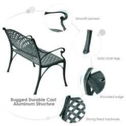 Costway 40'' Outdoor Antique Garden Bench Aluminum Frame Seats Chair Patio Garden Furni -Garden & Outdoors GUEST f4a192c3 d709 4b7b 8637 fa7c3c81f7d0