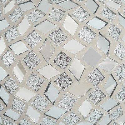 Sunnydaze Decor Sunnydaze Indoor/Outdoor Mirrored Diamond Mosaic Gazing Globe Glass Garden Ball - 10" Diameter - Silver 4 Sunnydaze Decor Sunnydaze Indoor/Outdoor Mirrored Diamond Mosaic Gazing Globe Glass Garden Ball - 10" Diameter - Silver - Image 2