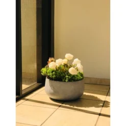 Rosemead Home & Garden, Inc. 16" Wide Kante Lightweight Outdoor Concrete Oval Bowl Decorative Planter Slate Gray -Garden & Outdoors GUEST f5a93059 9c6d 4884 a4e4 dc16dfc76078