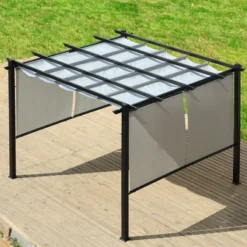 Aoodor 10 X 10 Ft Outdoor Pergola With Retractable Canopy, Aluminum Frame, 4 Pieces Patio Sun Shade Shelter For Backyard, Deck 15 Aoodor 10 X 10 Ft Outdoor Pergola With Retractable Canopy, Aluminum Frame, 4 Pieces Patio Sun Shade Shelter For Backyard, Deck -Garden & Outdoors GUEST f5faac70 072c 43a5 bdfe 1f9e1ae34b69