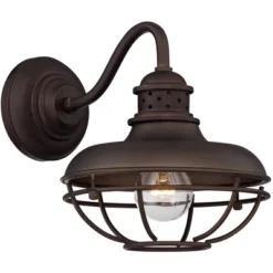 Franklin Iron Works Park Rustic Farmhouse Outdoor Wall Light Fixture Oil Rubbed Bronze Caged 9" For Post Exterior Barn Deck House Porch Yard Patio -Garden & Outdoors GUEST f6146bc0 3e1a 4a63 9652 635b1c104b66