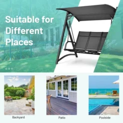 Costway Outdoor 3-Person Porch Swing Chair Aluminum Frame Adjust Canopy Patio -Garden & Outdoors GUEST f615ea1b 71e4 471e b316 8c8c1bc32bf9