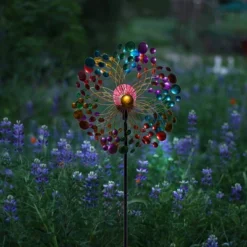 60" Solar Ecliptic Metal Wind Spinner Lawn Stake With Color-Changing LED Light - Alpine Corporation -Garden & Outdoors GUEST f61896b9 8872 4b64 a6b2 6aa31d785c76