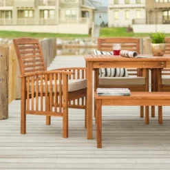 Ravenscroft 6pc Acacia Wood Patio Dining Set - Brown - Saracina Home -Garden & Outdoors GUEST f637e9bb 7db7 491c 87af fb487fb22fec