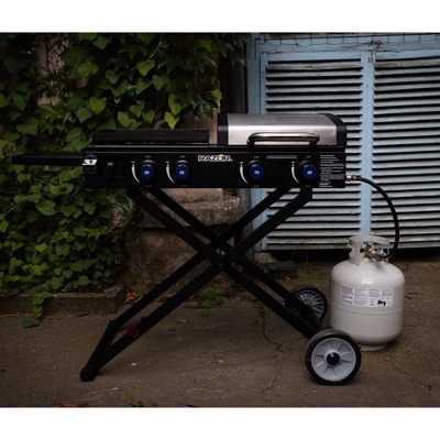 Razor Griddle Portable 4-Burner 40,000 BTU Gas Grill & Griddle Combo With 16" X 16" Cooking Surface Area, Foldable Cart & Steel Lid, Black 5 Razor Griddle Portable 4-Burner 40,000 BTU Gas Grill & Griddle Combo With 16" X 16" Cooking Surface Area, Foldable Cart & Steel Lid, Black - Image 3