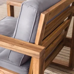 Galia 2pc Square Leg Acacia Wood Chair And Ottoman With Cushions - Brown - Saracina Home 29 Galia 2pc Square Leg Acacia Wood Chair And Ottoman With Cushions - Brown - Saracina Home -Garden & Outdoors GUEST f6f6e547 6294 449d 85a4 fb0c84615d8a