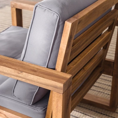 Galia 2pc Square Leg Acacia Wood Chair And Ottoman With Cushions - Brown - Saracina Home 13 Galia 2pc Square Leg Acacia Wood Chair And Ottoman With Cushions - Brown - Saracina Home - Image 11