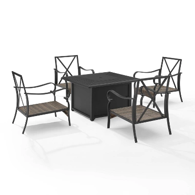 5pc Dahlia Outdoor Steel Fire Pit Set Taupe/Matte Black - Crosley 9 5pc Dahlia Outdoor Steel Fire Pit Set Taupe/Matte Black - Crosley - Image 7