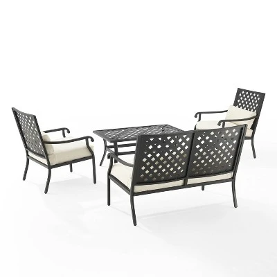 4pc Alistair Outdoor Steel Conversation Set Creme/Matte Black - Crosley 8 4pc Alistair Outdoor Steel Conversation Set Creme/Matte Black - Crosley - Image 6