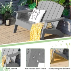 Costway Patio Adirondack Chair Loveseat Bench HDPE Weather Resistant Deck Grey 13 Costway Patio Adirondack Chair Loveseat Bench HDPE Weather Resistant Deck Grey -Garden & Outdoors GUEST f7c4a15e 7a72 437d 99be a29555b3cd0d