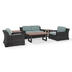Beaufort 6pc Outdoor Wicker Conversation Set - Mist - Crosley -Garden & Outdoors GUEST f90636fb 5f7c 4615 8099 d3b8c22b9383