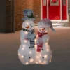 Northlight 39" Lighted Snowy Tinsel Snowman Couple Outdoor Christmas Decoration