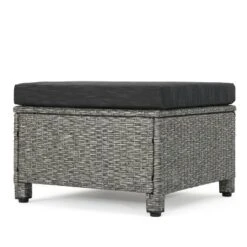 Puerta 2pk Outdoor Wicker Ottomans With Cushions - Black/Dark Gray - Christopher Knight Home -Garden & Outdoors GUEST f9dba45b 9fc9 428d a918 b2abd5fe6a56